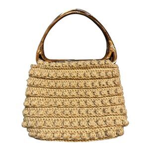 Vintage Art Deco Crochet Knit Pom Pom Handbag